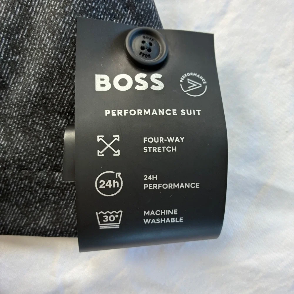 BOSS P-Hanry Performance Suit Slim Fit Black Blazer Drawstring Pants Travel